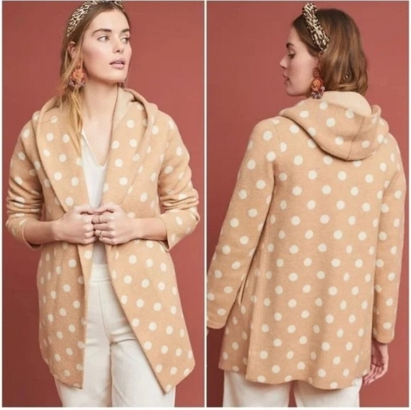 Anthropologie Field Flower 100% Wool Sweater Coat Hooded Knit Women's Size S - Picture 9 of 9